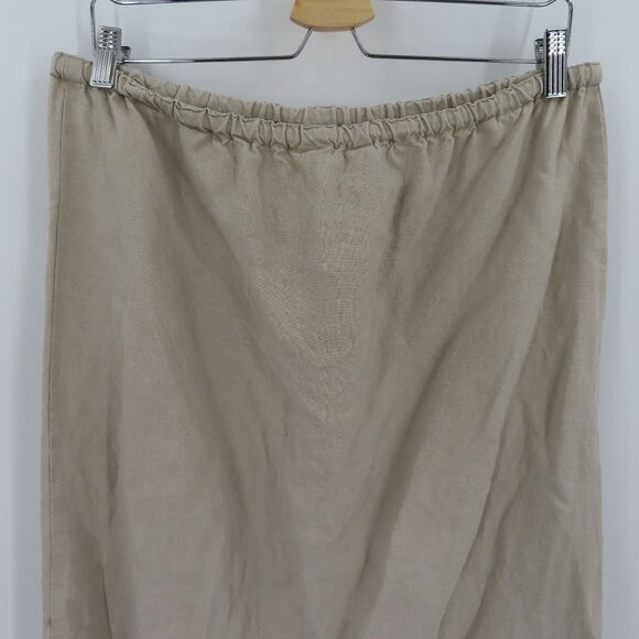 Outfit JPR Womens Large Solid Beige Pure Linen Skirt Drawstring Waist Lagenlook - Picture 10 of 15